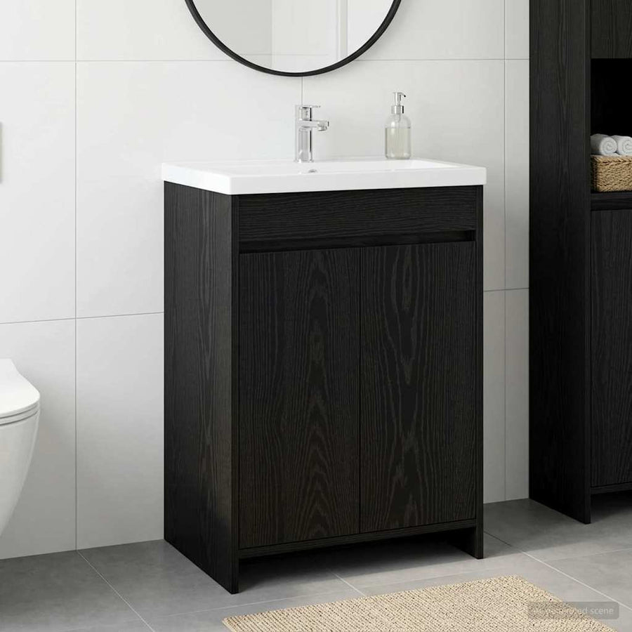 Bathroom Under Sink Cabinet Black Oak