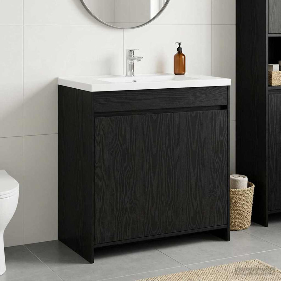 Bathroom Under Sink Cabinet Black Oak