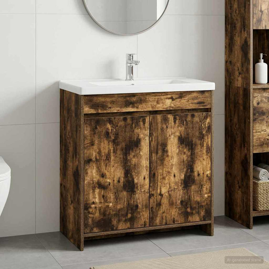 Bathroom Under Sink Cabinet Smoked Oak