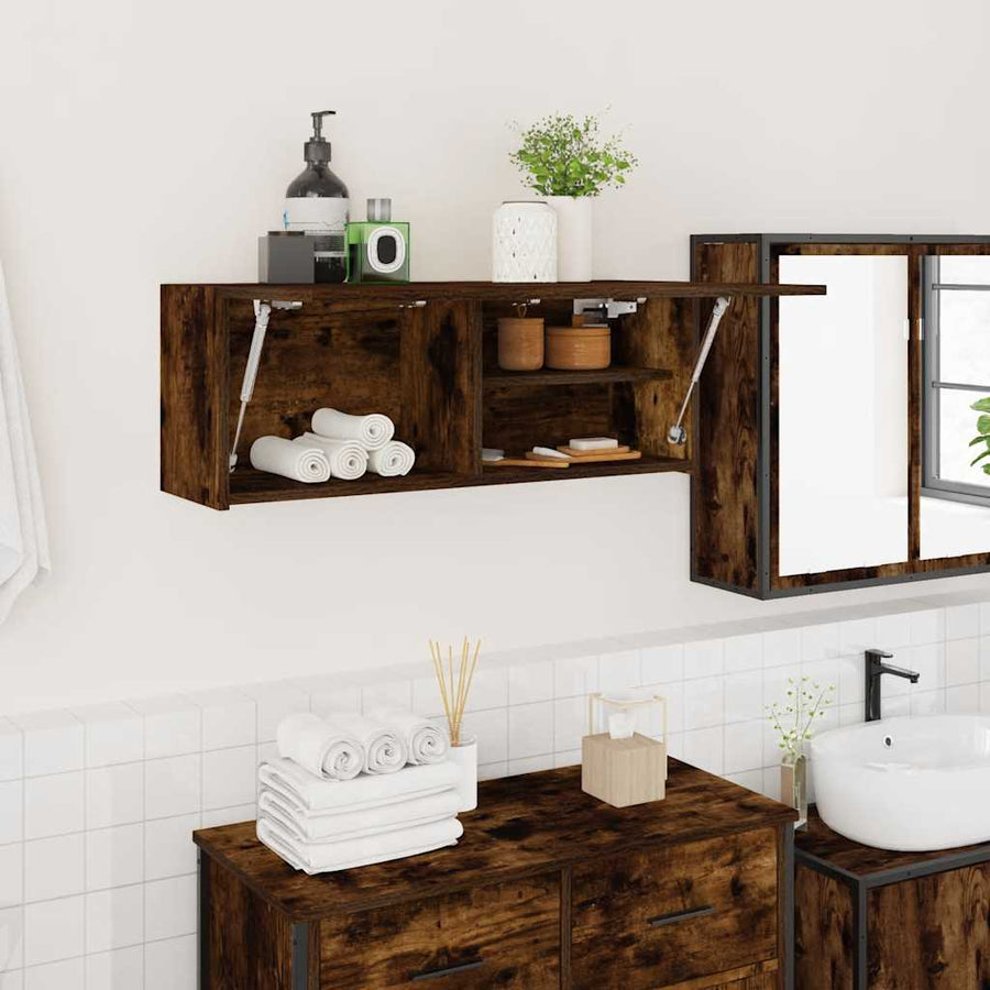 Bathroom Wall Cabinet Smoked Oak Engineered Wood