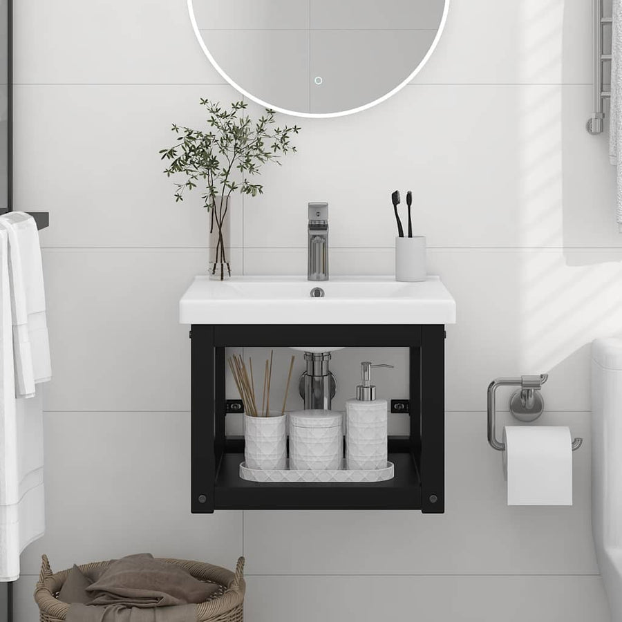 Wall-mounted Bathroom Washbasin Frame Black