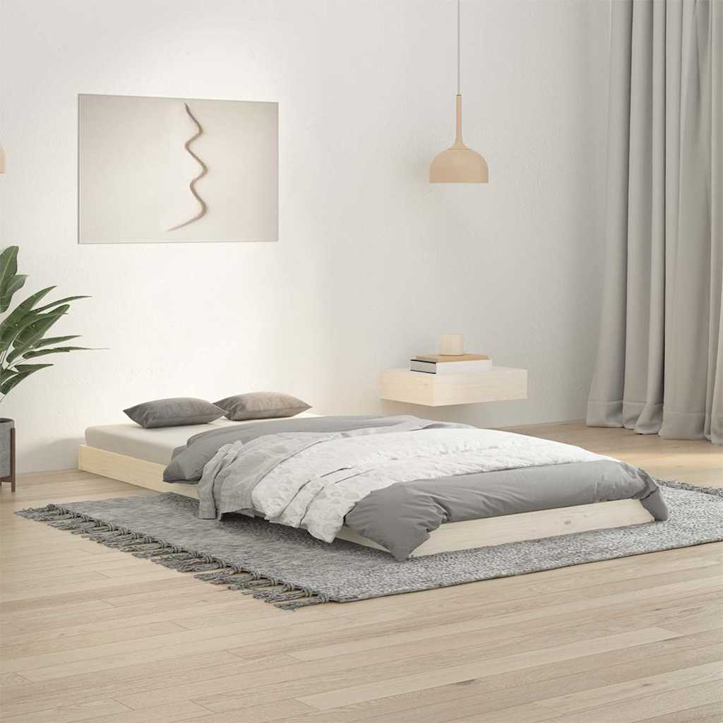 Bed Frame without Mattress White Solid Wood Pine