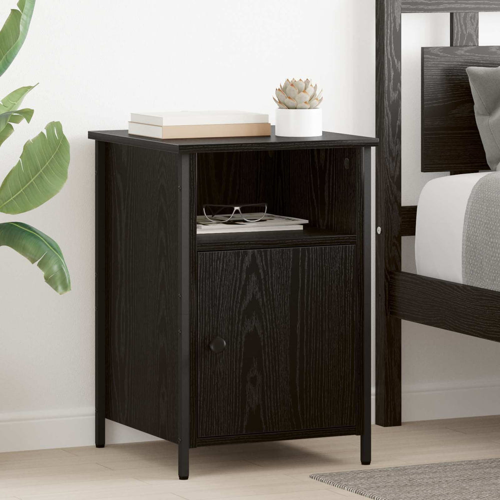 Bedside Cabinet Black Oak Engineered Wood