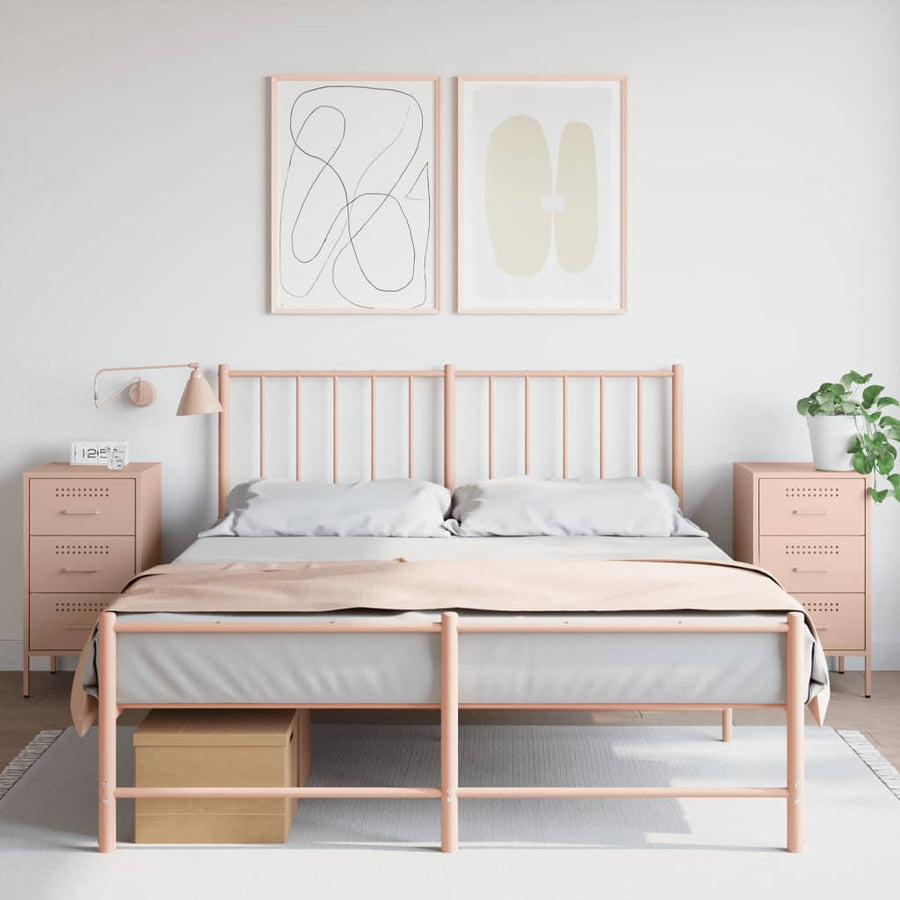 Bedside Cabinets 2 pcs Pink Steel