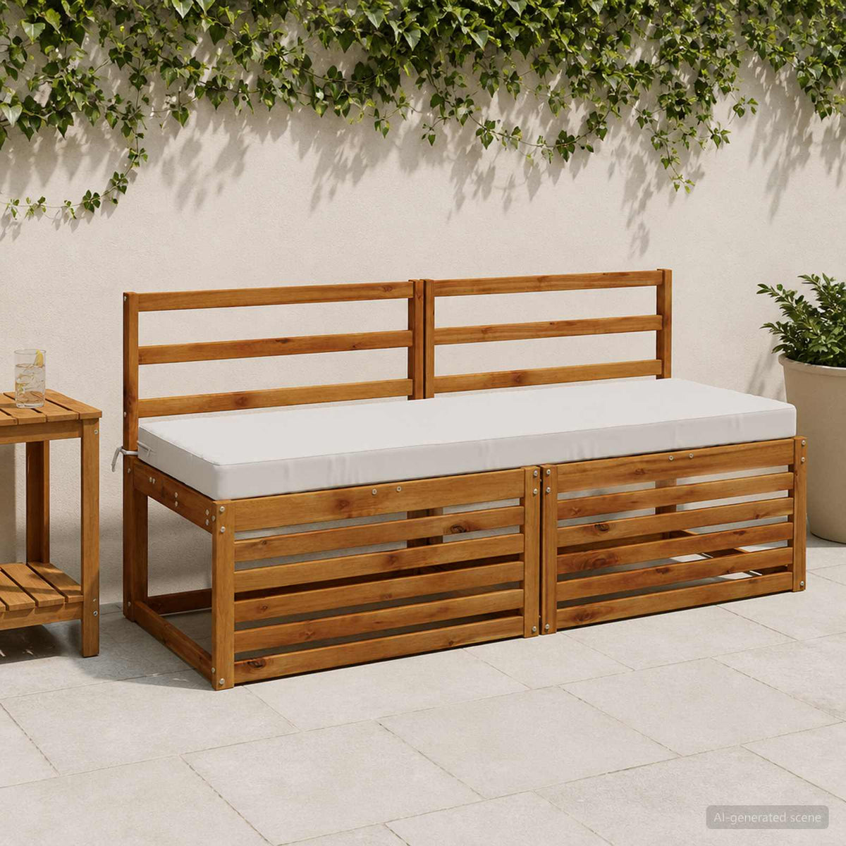 vidaXL Bench Cushion SOEST 100% Polyester White 140 x 50 x 8 cm 1