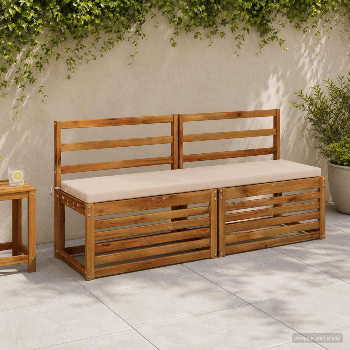 vidaXL Bench Cushions SOEST 2 pcs 100% Polyester Cream 140 x 40 x 5 cm 1