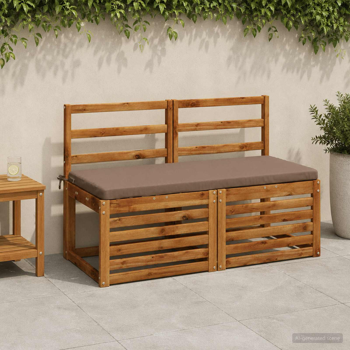 vidaXL Bench Cushions SOEST 2 pcs 100% Polyester Taupe 110 x 50 x 5 cm 1