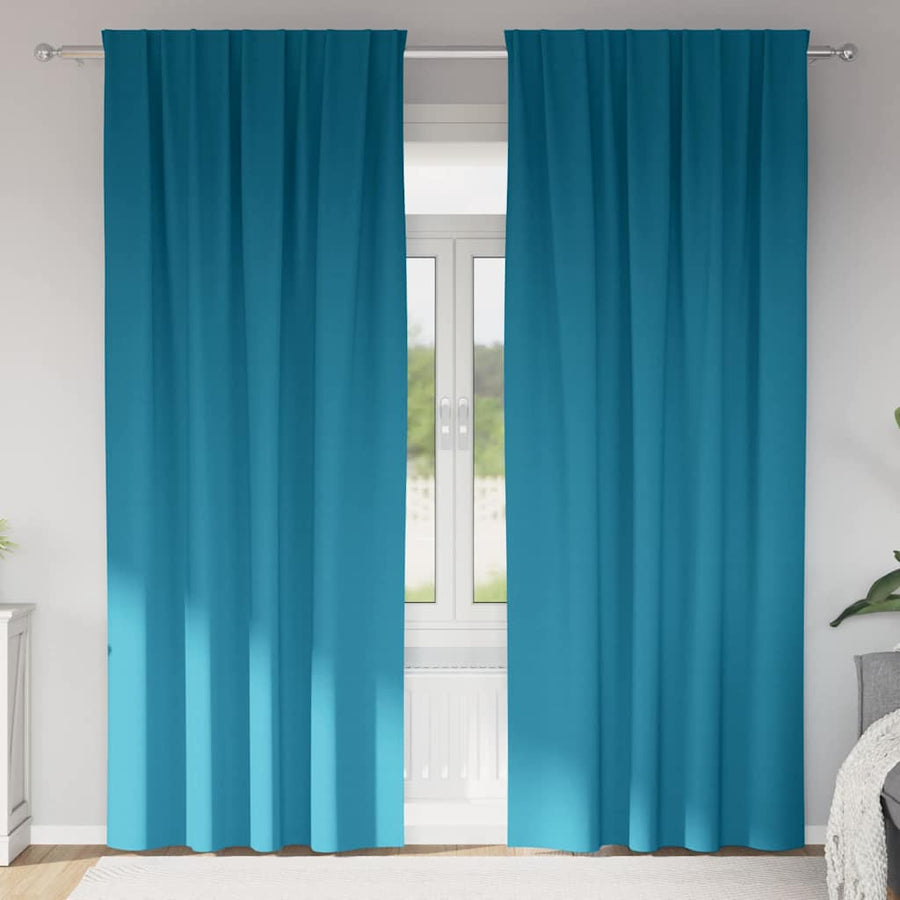 Blackout Curtains with Rings 2 pcs Turquoise