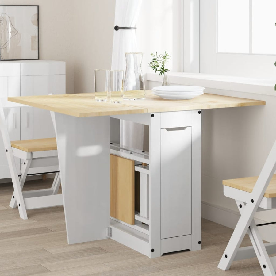 Butterfly Dining Table Foldable "Corona" White Solid Wood Pine