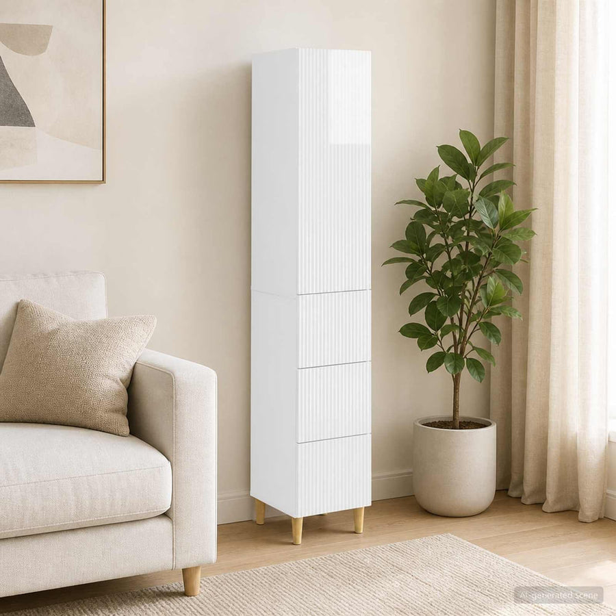 Cabinet Set 2 pcs High Gloss White Engineered Wood