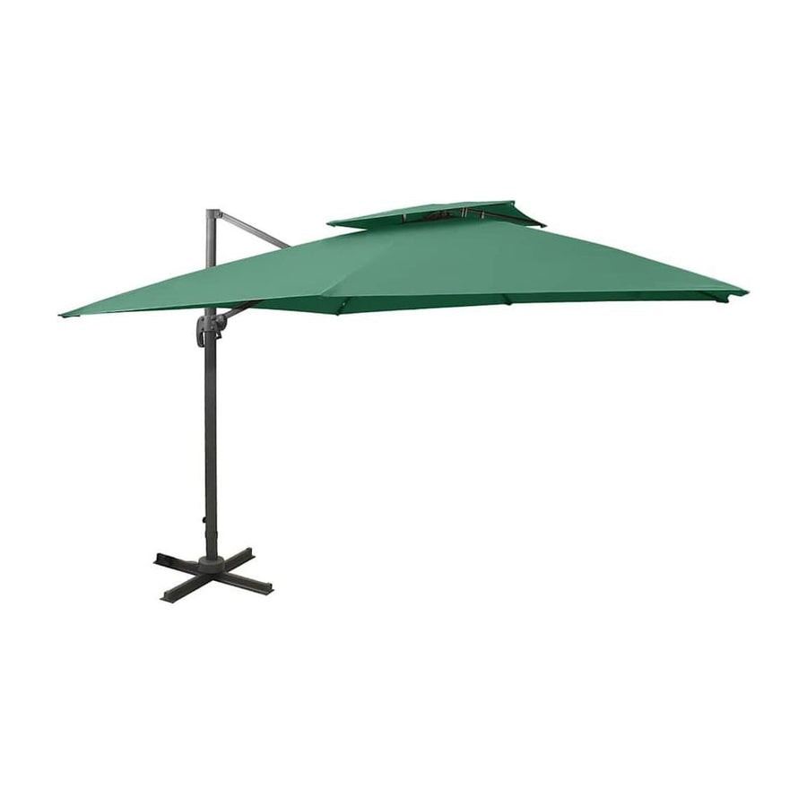 Cantilever Garden Parasol with Double Top Green
