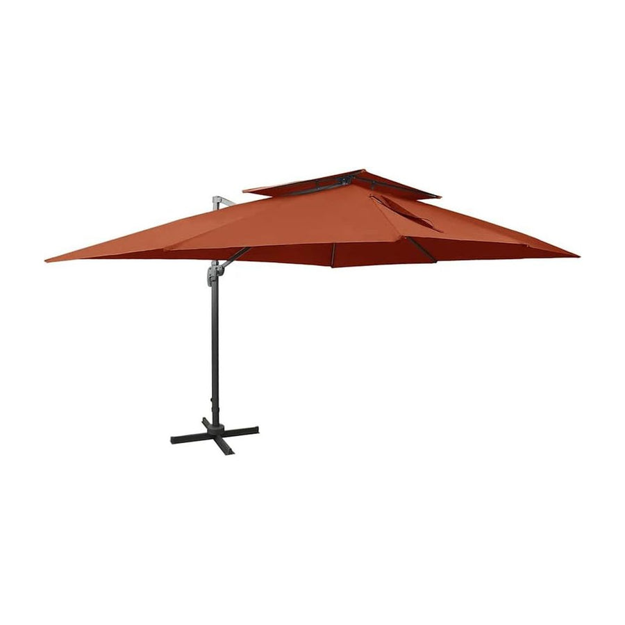 Cantilever Garden Parasol with Double Top Terracotta