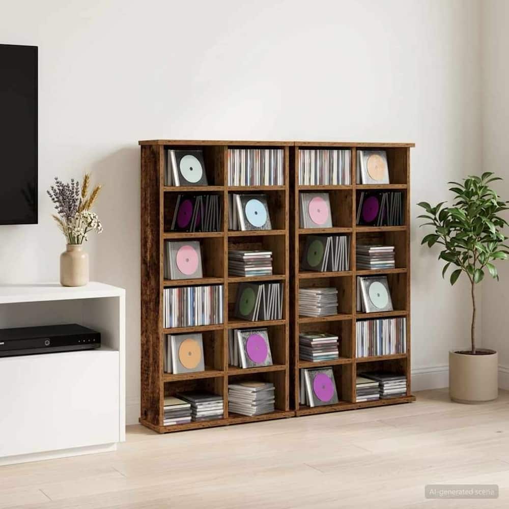 CD Cabinet 2 pcs Old Wood Engineered Wood