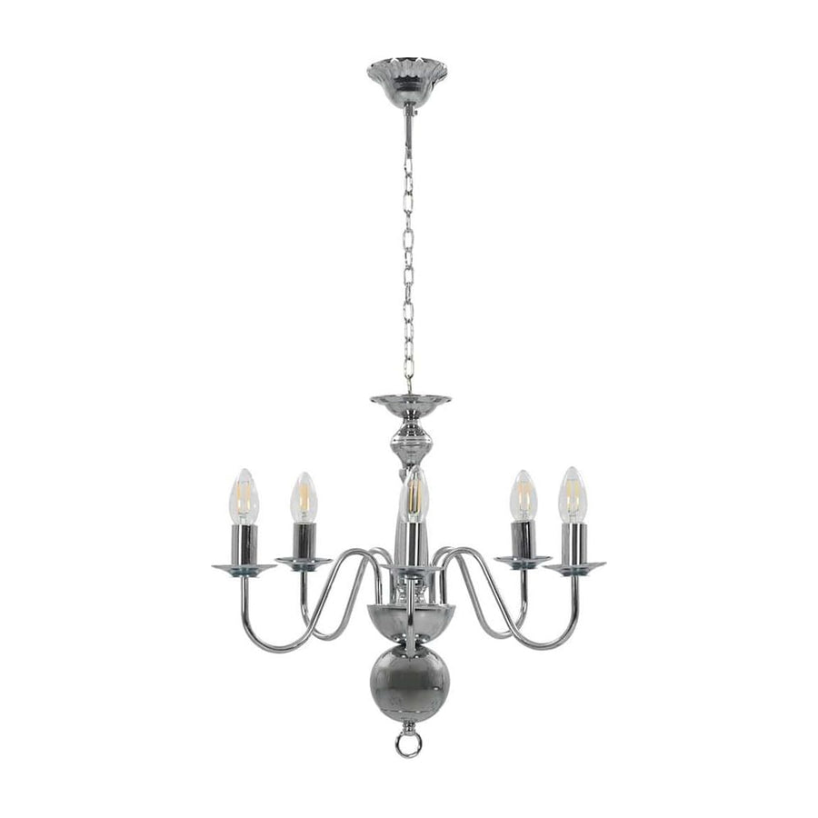 Chandelier Silver 5 x E14 Bulbs