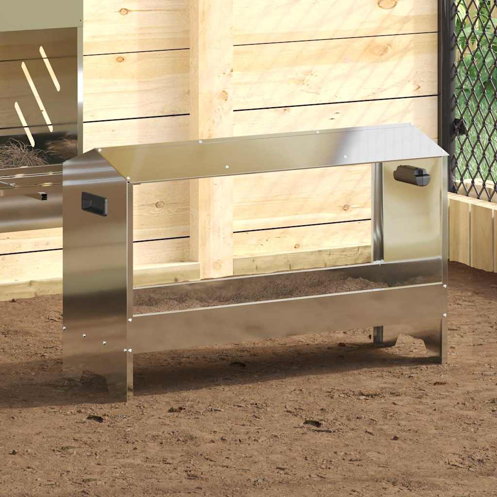 Chicken Feeding Trough Silver