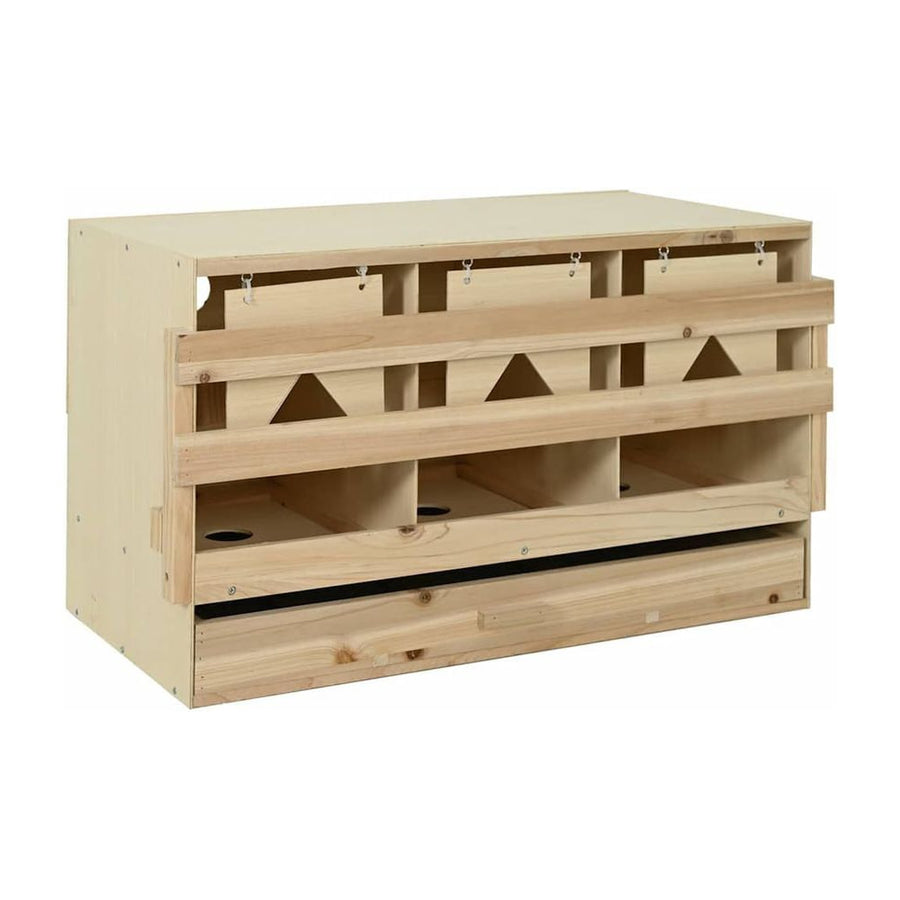 Chicken Laying Nest 3 Compartments Solid Pine Wood