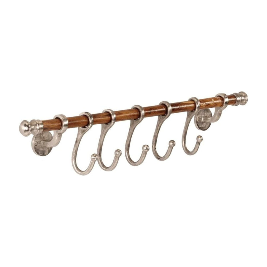 vidaXL Coat Rack Wall Mounted shown from a high angle with multiple hooks hanging from a wooden rail