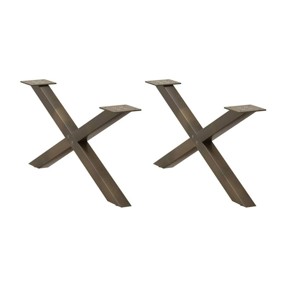 Coffee Table Legs X-Shaped 2 pcs Natural Steel