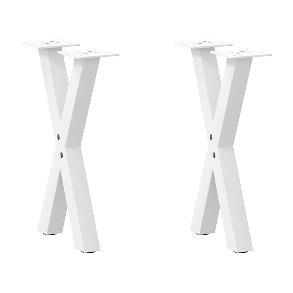 Coffee Table Legs X-Shaped 2 pcs White Steel