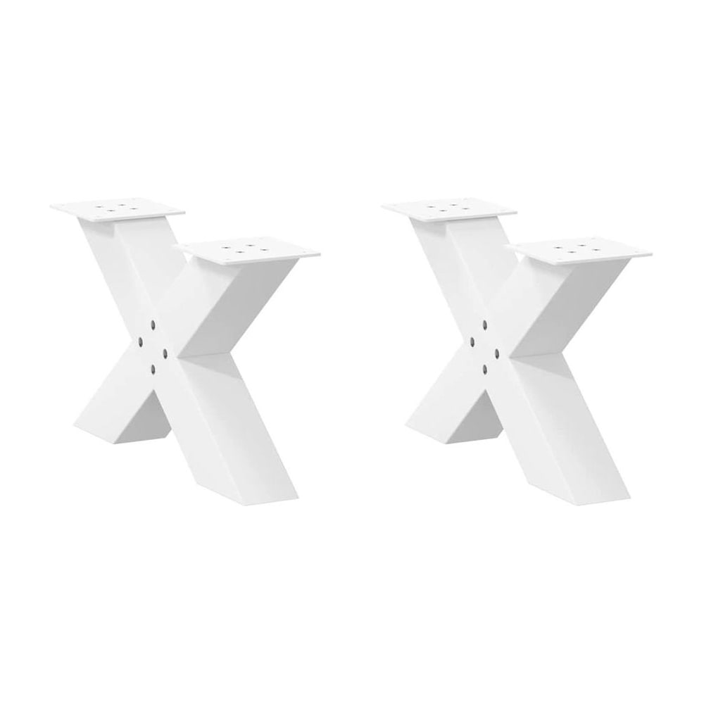 Coffee Table Legs X-Shaped 2 pcs White Steel