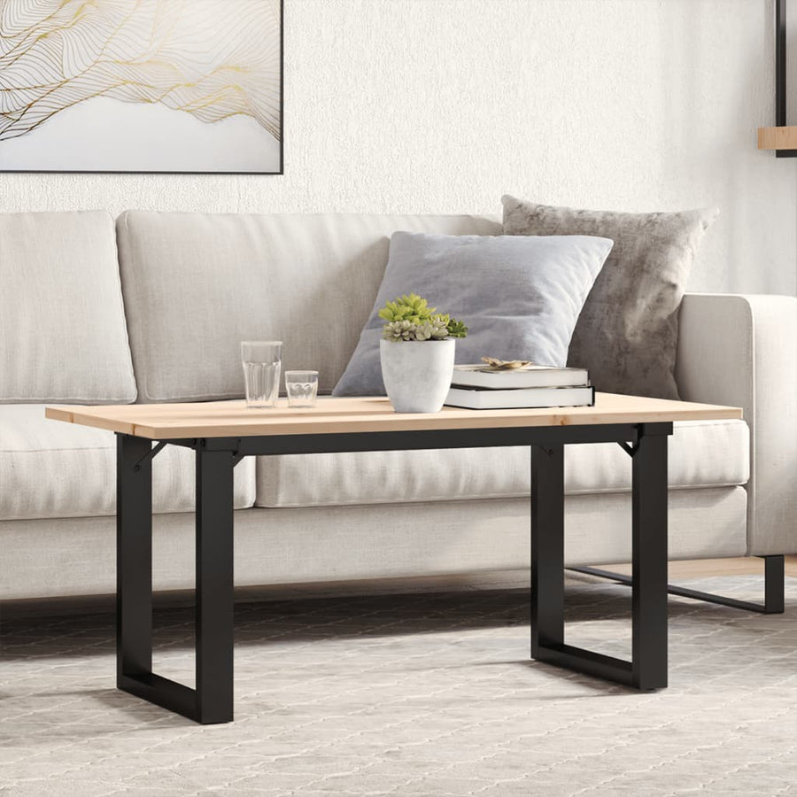 Coffee Table O-Frame Solid Wood Pine and Steel