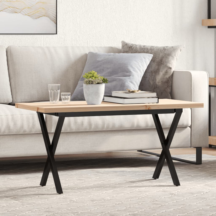 Coffee Table X-Frame Solid Wood Pine and Steel