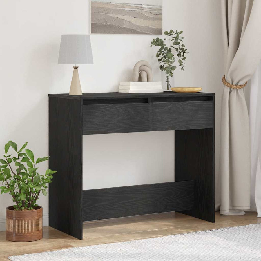 Console Table Black Oak Engineered Wood