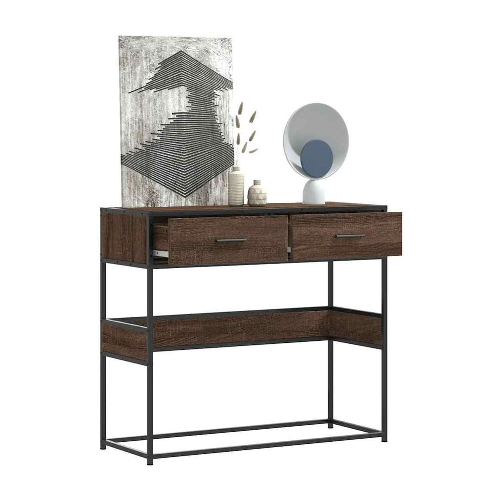 Console Table Brown Oak Engineered Wood
