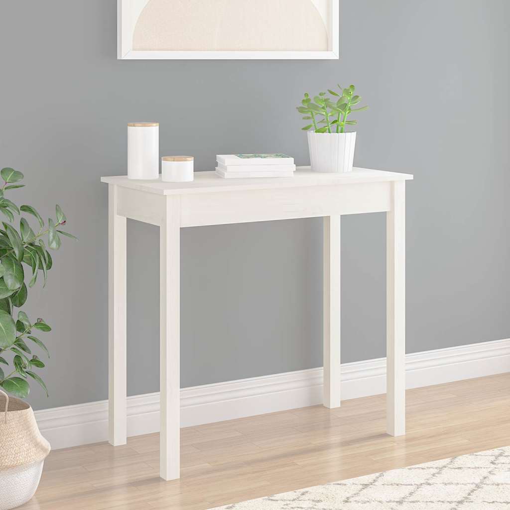 Console Table White Solid Wood Pine