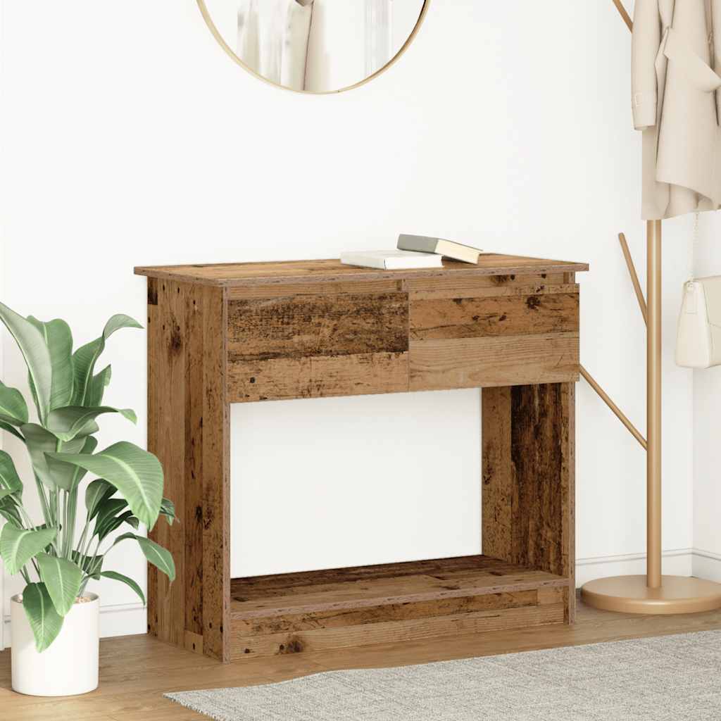 Console Table with Drawers Old Wood