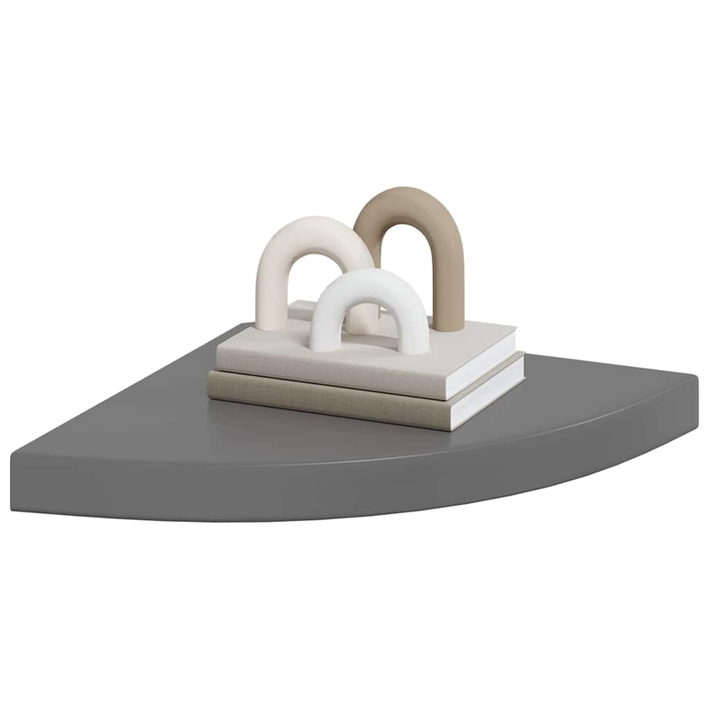 Floating Corner Shelves High Gloss Grey MDF image