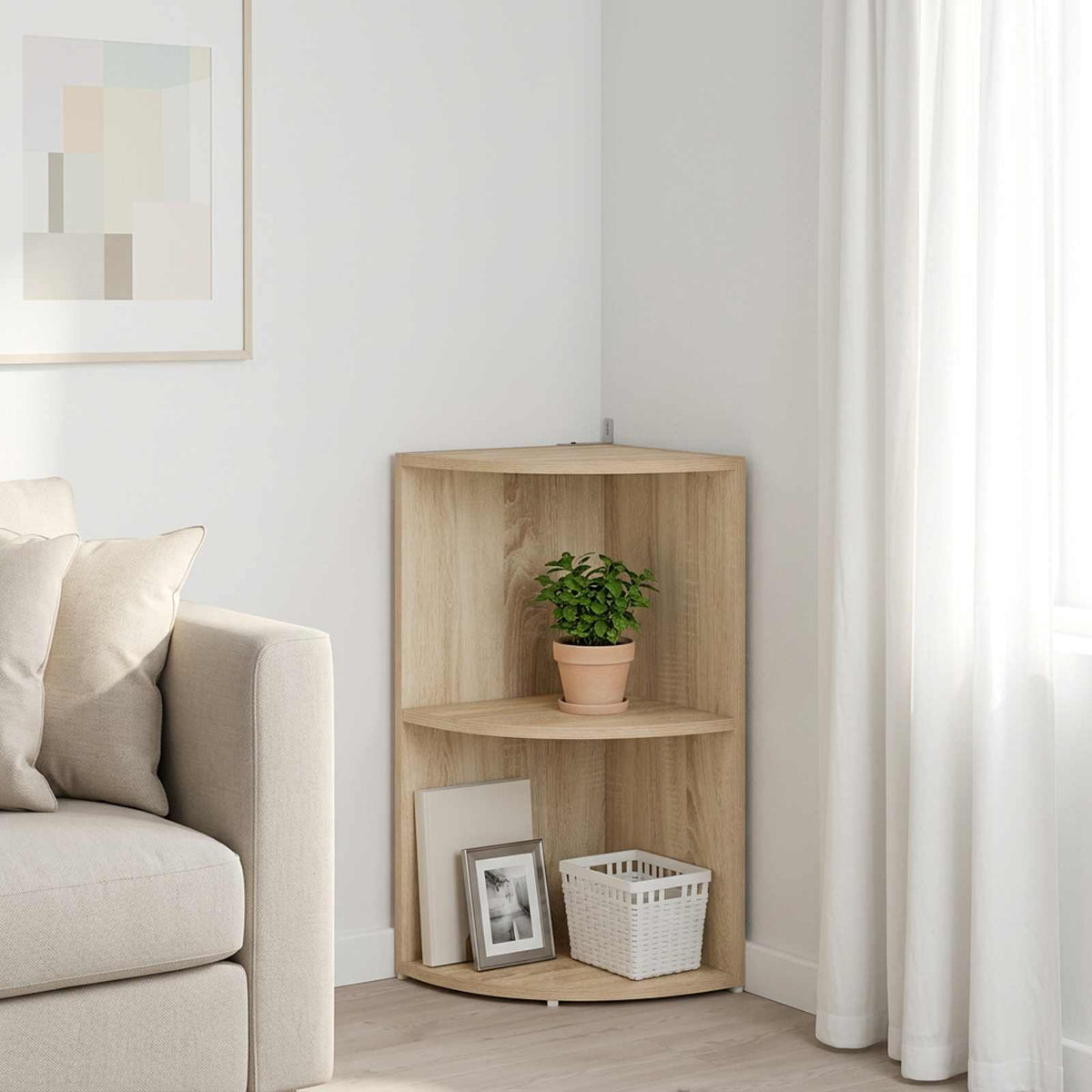vidaXL Corner Shelf 2-Tier 41.5 x 41.5 x 72 cm Engineered Wood 1