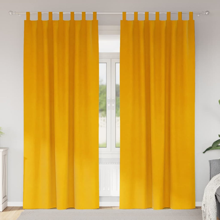 Curtains 2 pcs Mustard Yellow Velvet