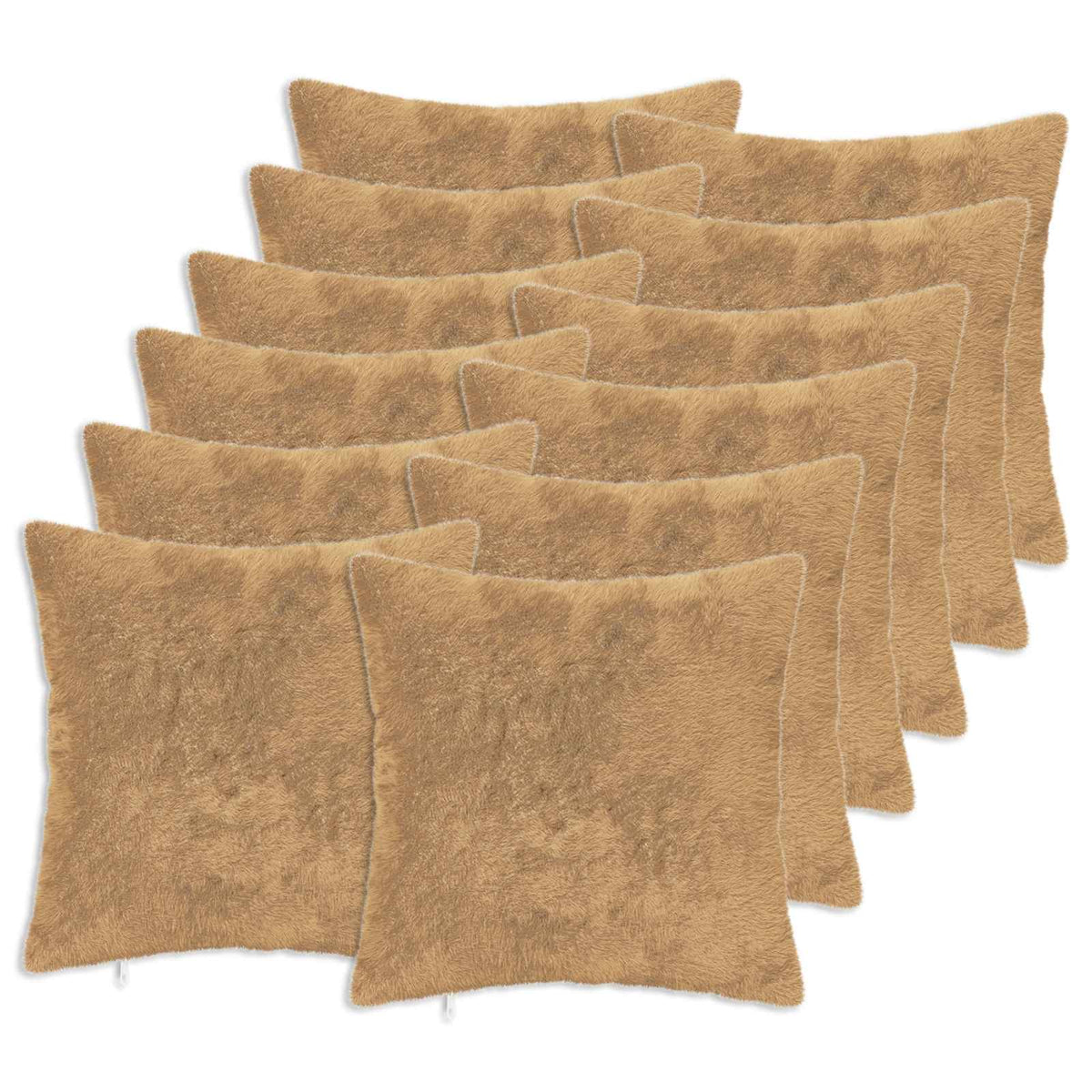 Cushion Cover 12 pcs HEERLEN Taupe Faux Rabbit Fur