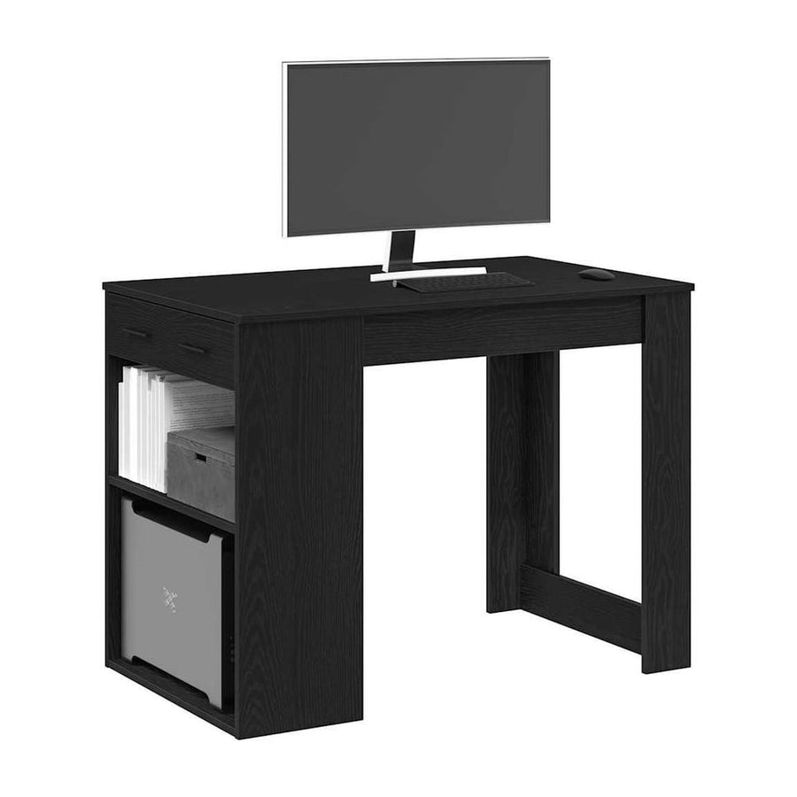 Desk with Drawer&Shelf Black Oak Engineered Wood
