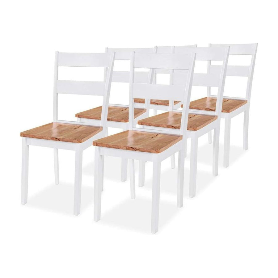 Dining Chairs 6 pcs White Solid Rubber Wood