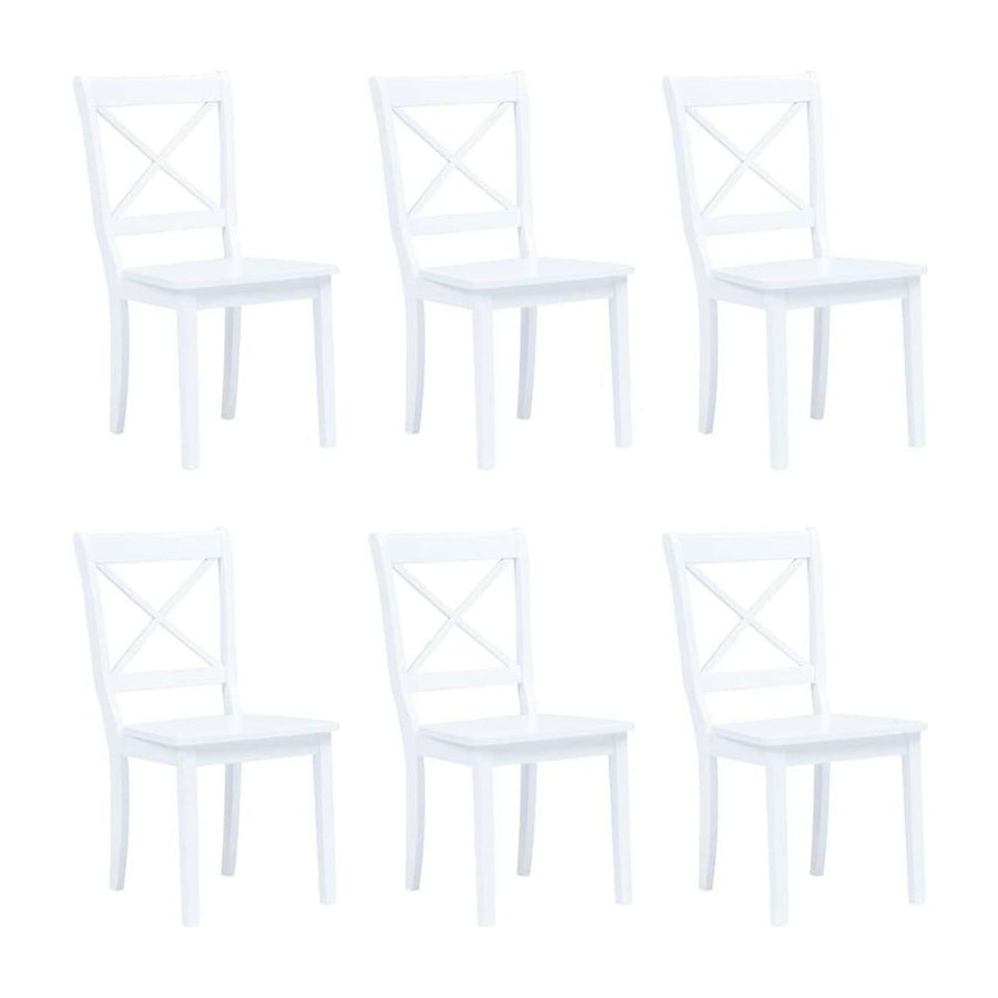 Dining Chairs 6 pcs White Solid Rubber Wood