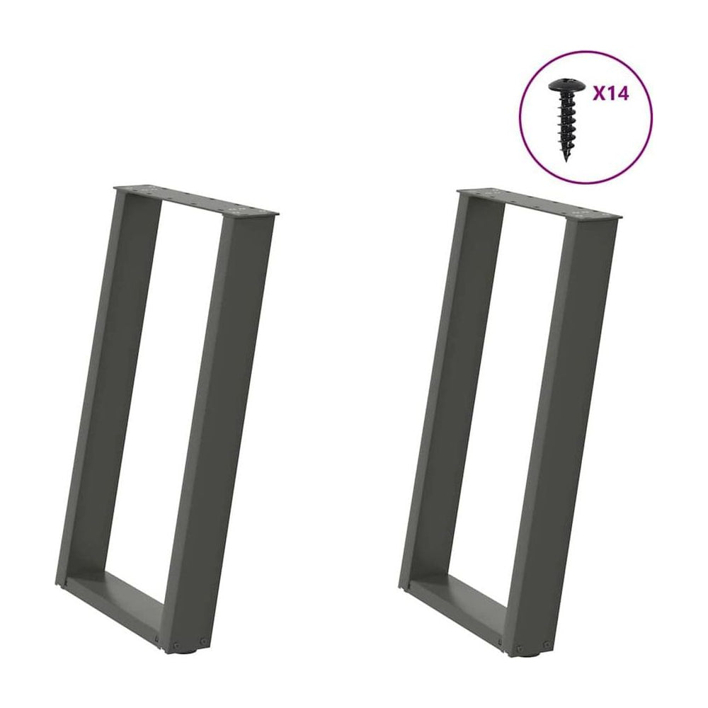 Dining Table Legs U-Shaped 2 pcs Anthracite Steel
