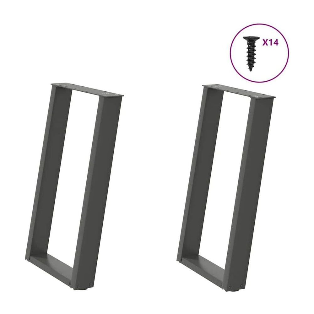Dining Table Legs U-Shaped 2 pcs Anthracite Steel