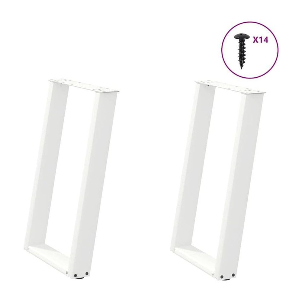 Dining Table Legs U-Shaped 2 pcs White Steel
