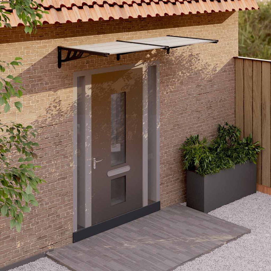 Door Canopy Black and Transparent Polycarbonate