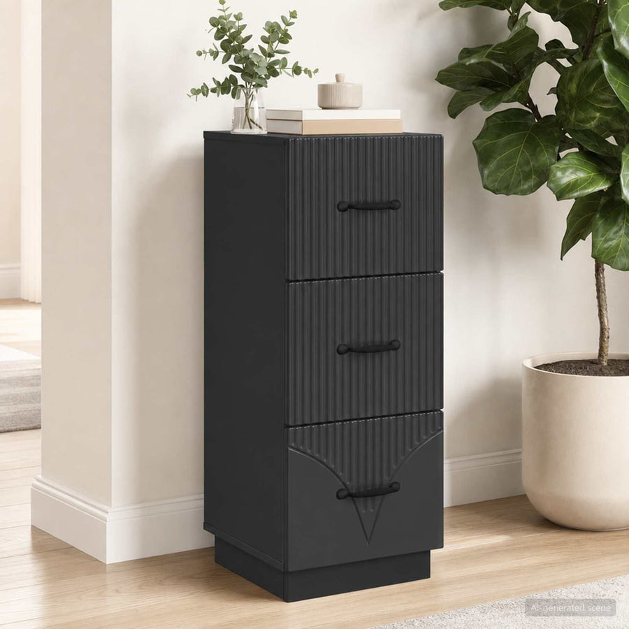 Drawer Cabinet Engineered Wood Black