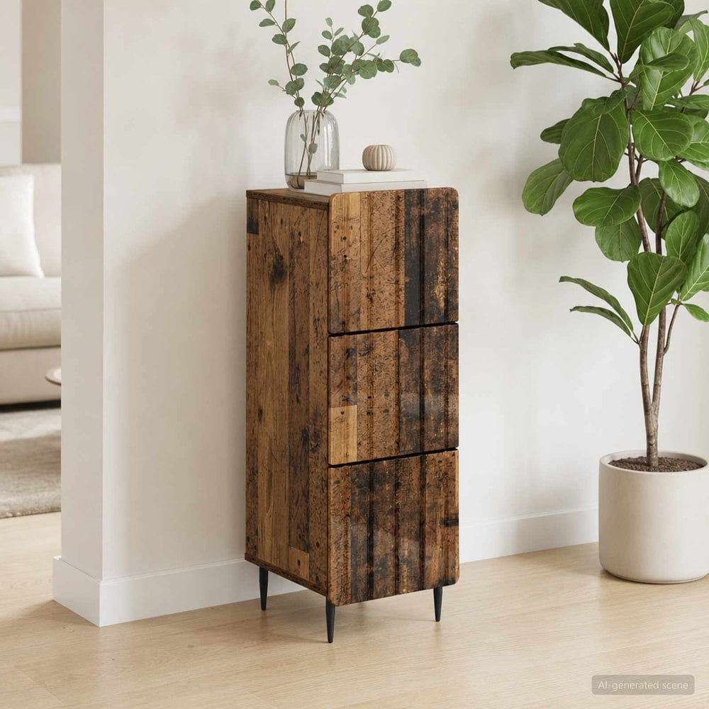 Drawer Cabinet Engineered Wood Old Wood