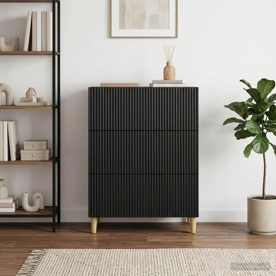 Drawer Cabinet Engineered Wood Black