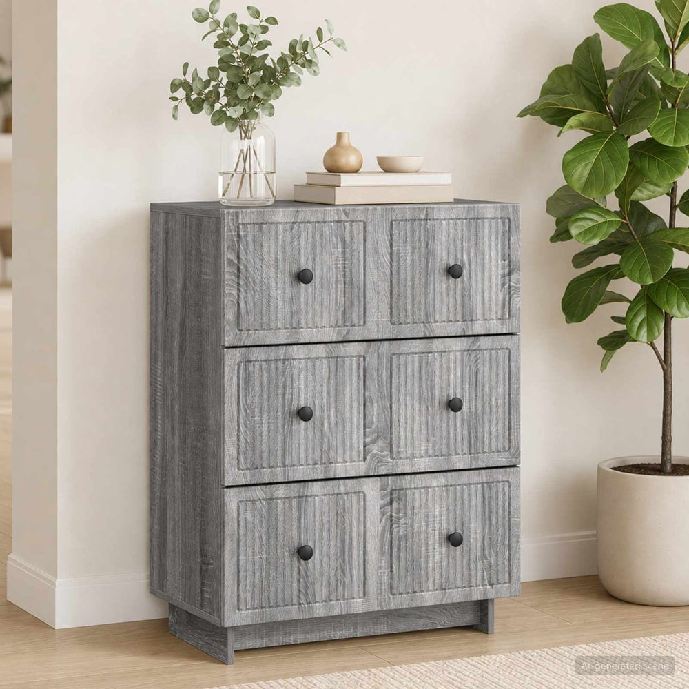 Drawer Cabinet Engineered Wood Grey Sonoma