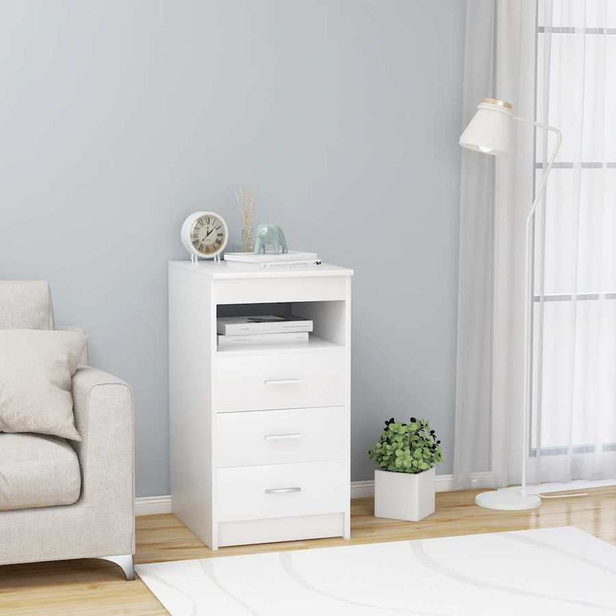 Drawer Cabinet White Engineered Wood