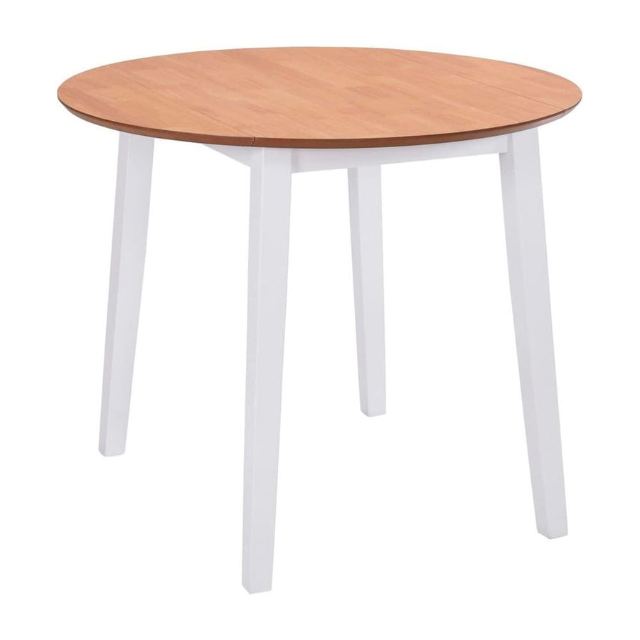 Drop-leaf Dining Table Round MDF White