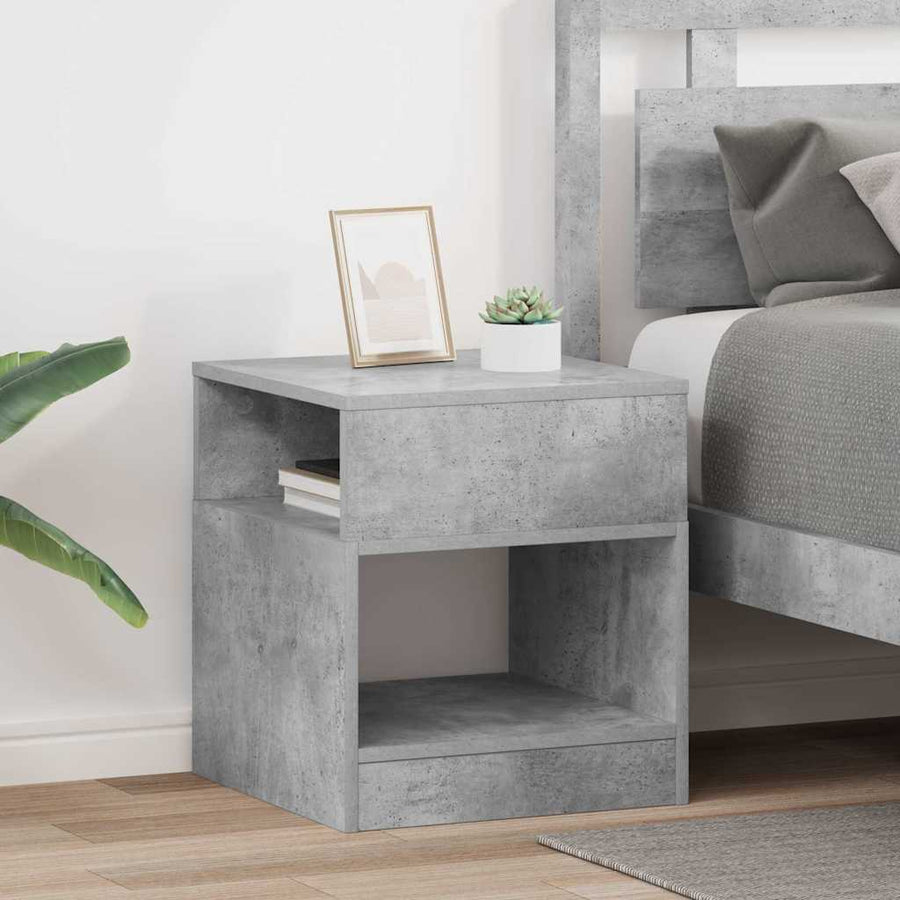 End Table 2 pcs Concrete Grey Engineered Wood