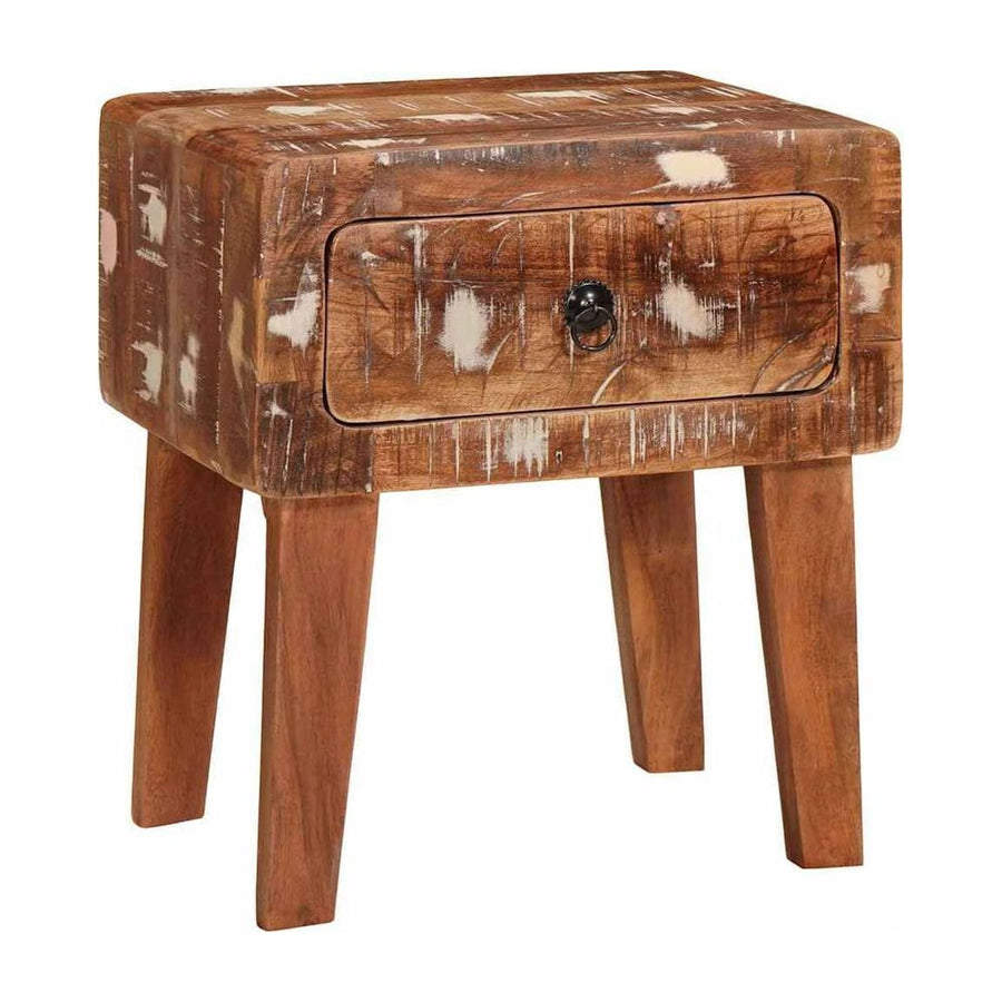 End Table with Drawer Brown Solid Reclaim Wood