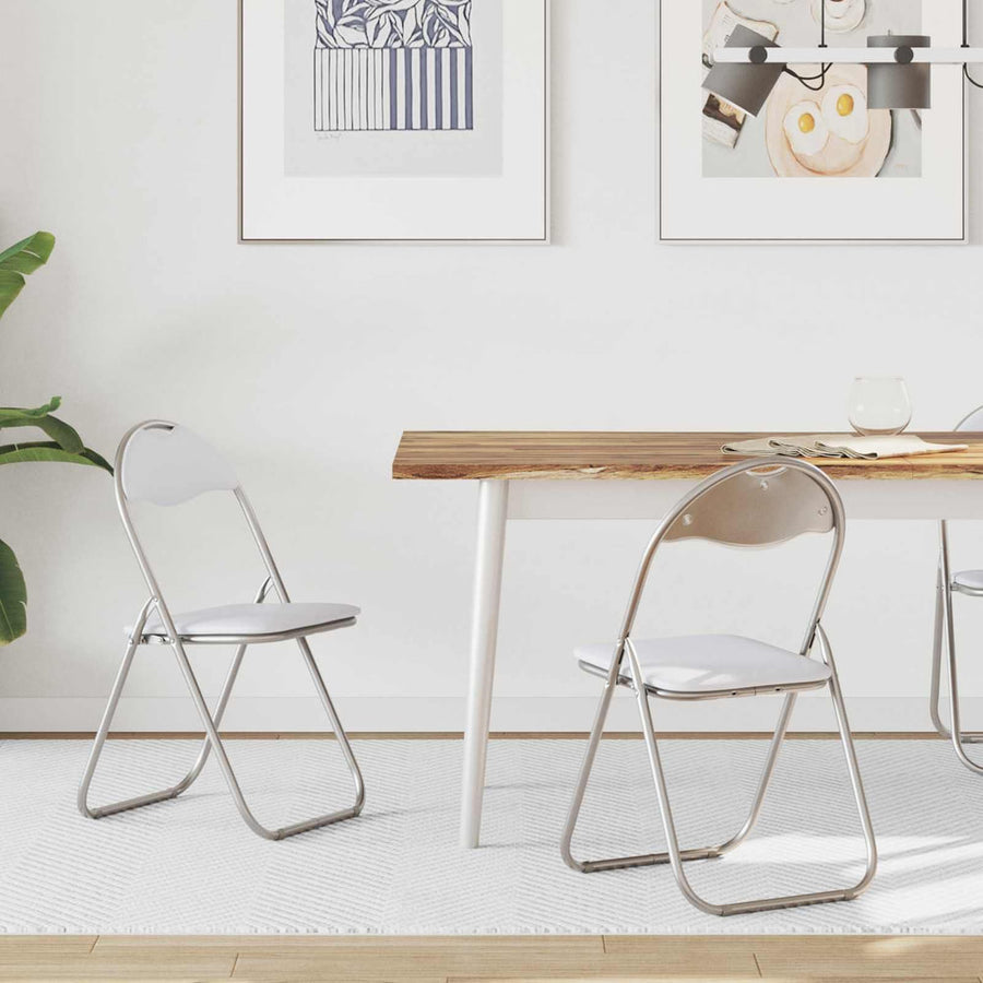 Folding Chair 2 pcs Faux Leather White and Grey